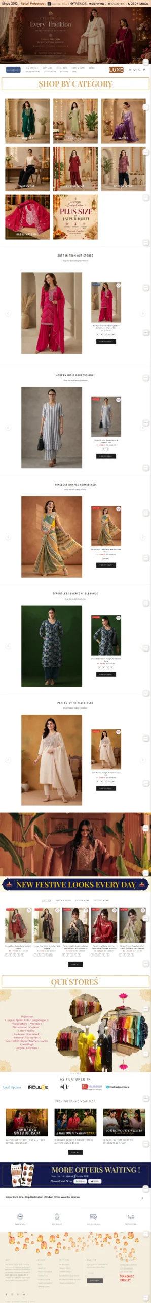 Jaipur Kurti website